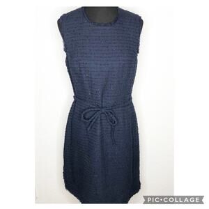Brooks Brothers navy blue boucle sleeveless sheath dress size 12